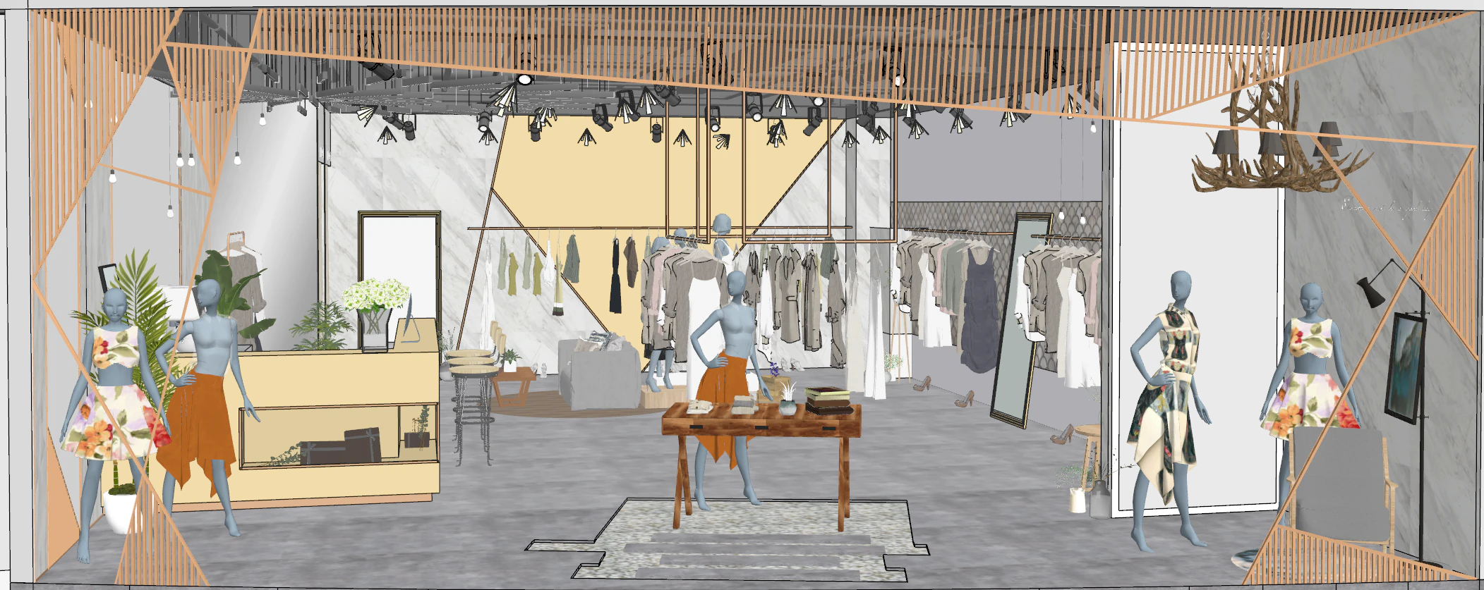 Clothing store SketchUp model 3D Model .c4d .max .obj .3ds .fbx .stl .blend 