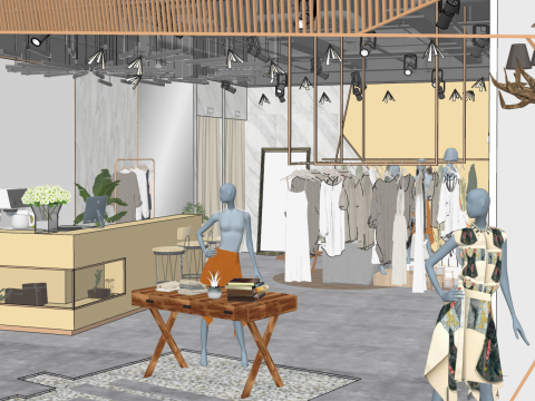 Модель магазину одягу SketchUp 3D Модель