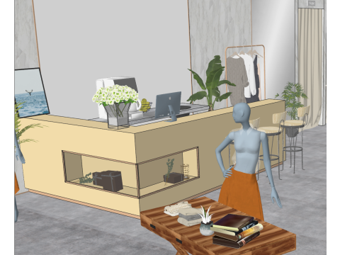 Модель магазину одягу SketchUp 3D Модель