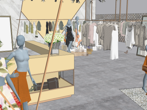 Модель магазину одягу SketchUp 3D Модель