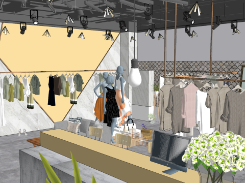 Модель магазину одягу SketchUp 3D Модель