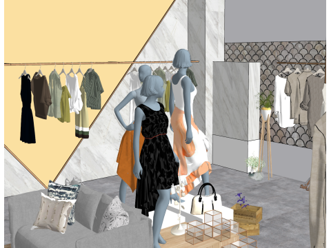 Модель магазину одягу SketchUp 3D Модель