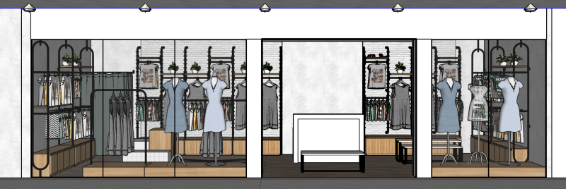 Modern simple clothing store full case SU model 3D Model .c4d .max .obj .3ds .fbx .stl .blend