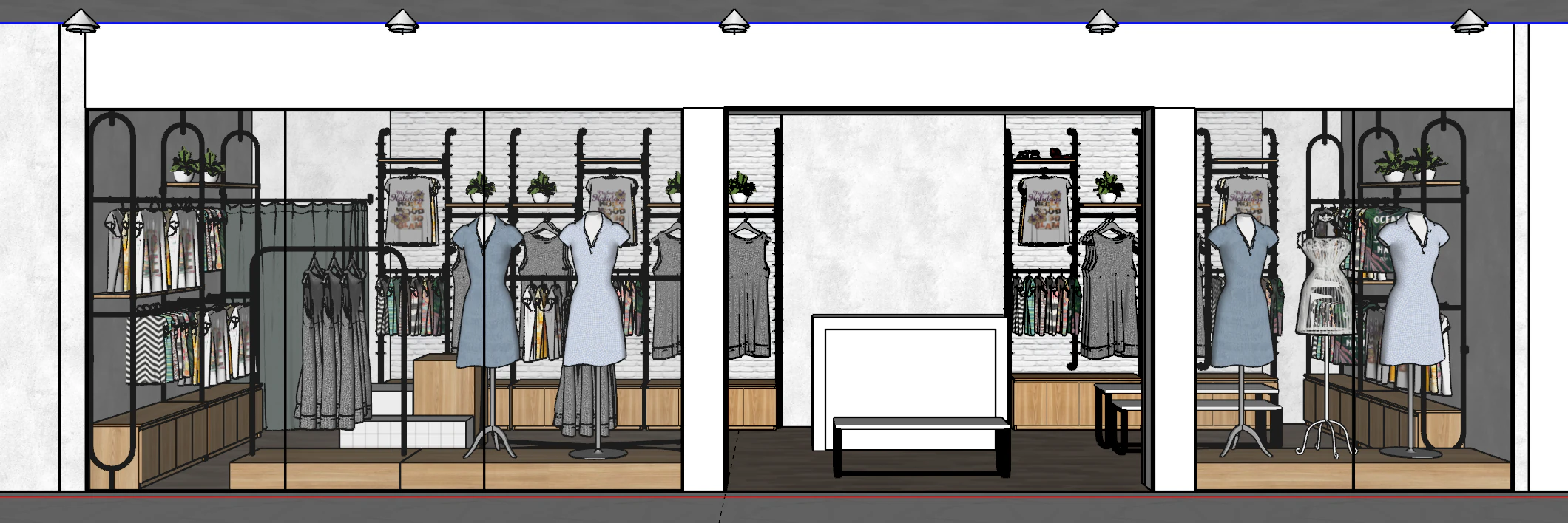 Modern simple clothing store full case SU model 3D Model .c4d .max .obj .3ds .fbx .stl .blend 