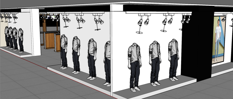 Modelo SU especial para puerta y ventana de tienda de ropa moderna y sencilla. Modelo 3D .c4d .max .obj .3ds .fbx .stl .blend