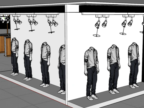 Special SU model for door and window of modern simple clothing store 3D Model