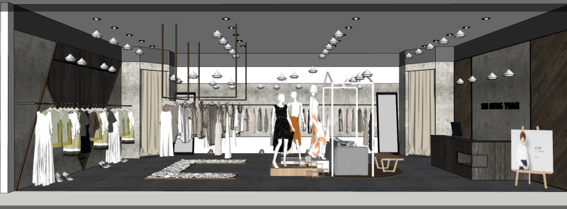 Modèle SU pour le schéma d'aménagement d'un magasin de vêtements à forte conversion Modèle 3D .c4d .max .obj .3ds .fbx .stl .blend
