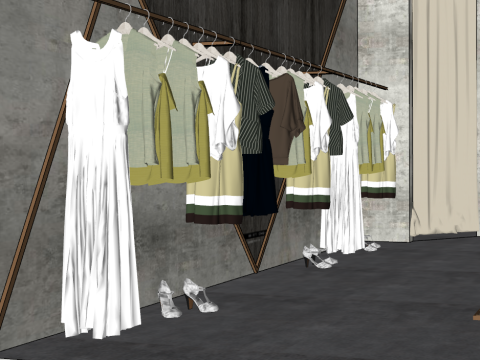 Modèle SU pour le schéma d'aménagement d'un magasin de vêtements à forte conversion Modèle 3D