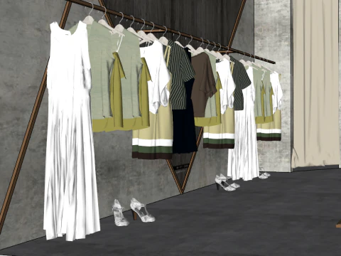 SU Model for High-Conversion Clothing Store Layout Scheme 3D Model