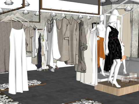 Modèle SU pour le schéma d'aménagement d'un magasin de vêtements à forte conversion Modèle 3D