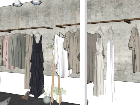 Modèle SU pour le schéma d'aménagement d'un magasin de vêtements à forte conversion Modèle 3D