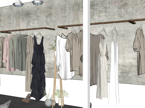SU Model for High-Conversion Clothing Store Layout Scheme 3D Model