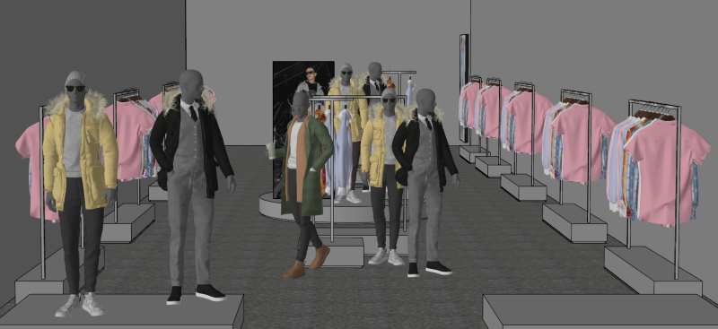 A brand clothing store 3D Model .c4d .max .obj .3ds .fbx .stl .blend 