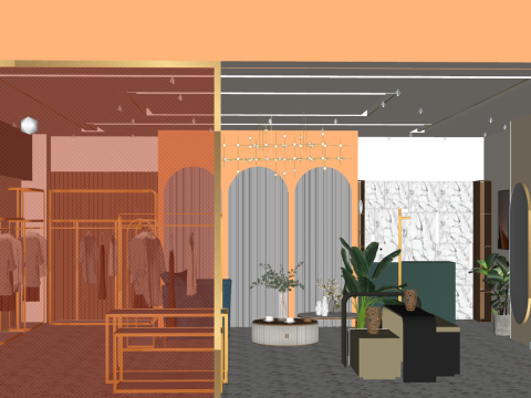 Rencana desain SU untuk toko pakaian wanita mewah ringan perkotaan Model 3D