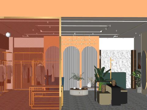 SU design plan for urban light luxury womens clothing store 3D Model