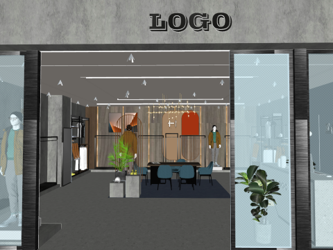 남성복 매장 3D 모델