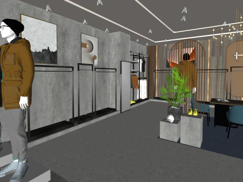 Mens clothing store 3D Model