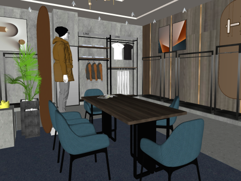 Магазин мужской одежды 3D Модель