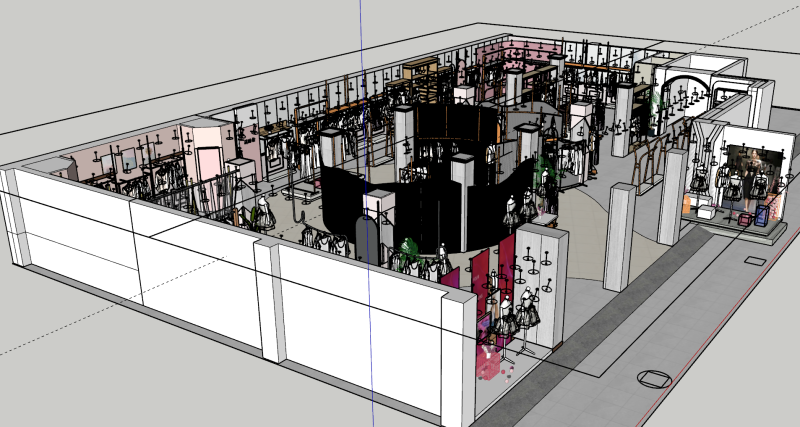 Modello spaziale del moderno negozio di abbigliamento femminile Modello 3D .c4d .max .obj .3ds .fbx .stl .blend 