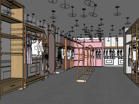 Modello spaziale del moderno negozio di abbigliamento femminile Modello 3D