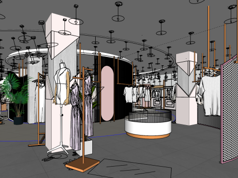 Modello spaziale del moderno negozio di abbigliamento femminile Modello 3D