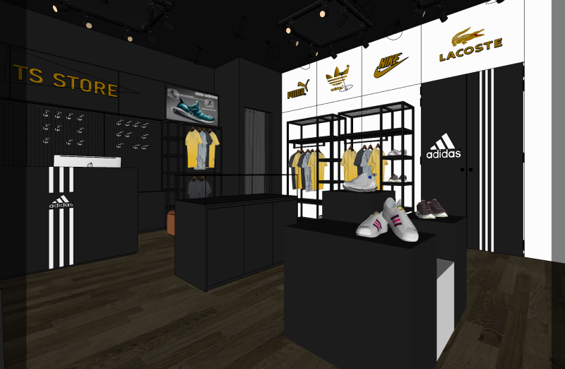 运动品牌专卖店 3D 模型 .c4d .max .obj .3ds .fbx .stl .blend 