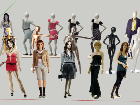 Belezas sexy em lojas de roupas Modelo 3D