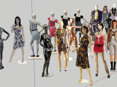 Sexy beauties in clothing stores 3D Model