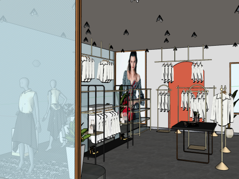 Modern kadın moda mağazası için konsept planı 3D Model