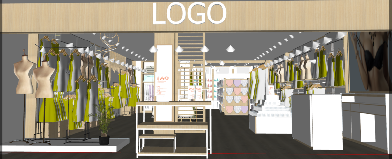 时尚女装零售空间SU模型 3D 模型 .c4d .max .obj .3ds .fbx .stl .blend 