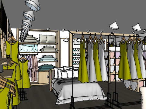 时尚女装零售空间SU模型 3D 模型