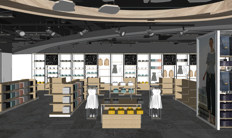 Endüstriyel Stil Uniqlo Giyim MağazasıSU 3D Model .c4d .max .obj .3ds .fbx .stl .blend 