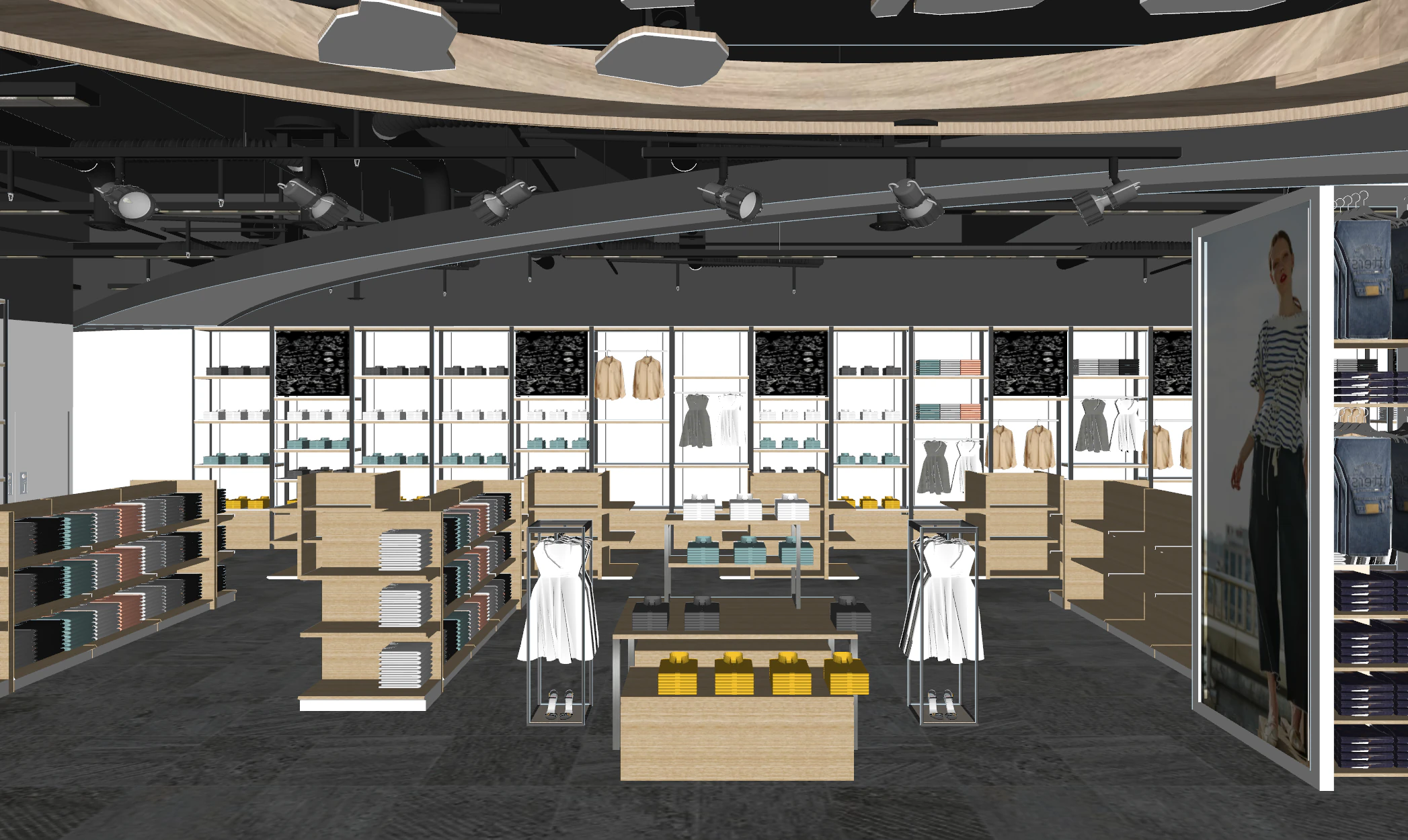 Industrial Style Uniqlo Clothing StoreSU 3D Model .c4d .max .obj .3ds .fbx .stl .blend 