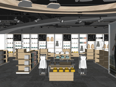 Uniqlo-Bekleidungsgeschäft im IndustriestilSU 3D Modell