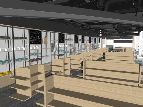 Endüstriyel Stil Uniqlo Giyim MağazasıSU 3D Model