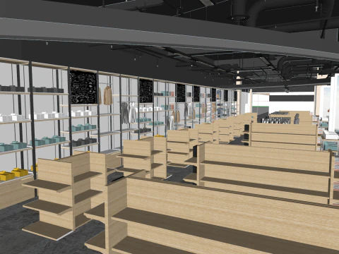 Industrial Style Uniqlo Clothing StoreSU 3D Model