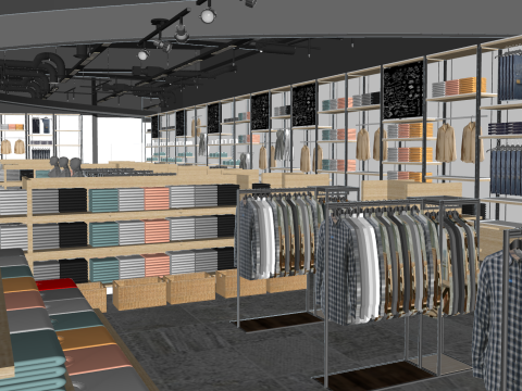 Endüstriyel Stil Uniqlo Giyim MağazasıSU 3D Model