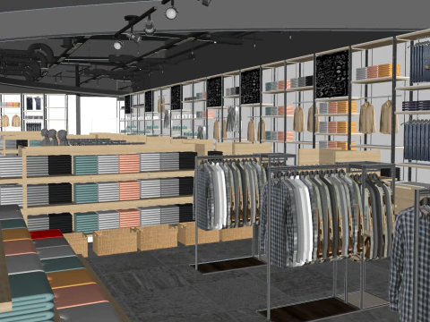 Industrial Style Uniqlo Clothing StoreSU 3D Model