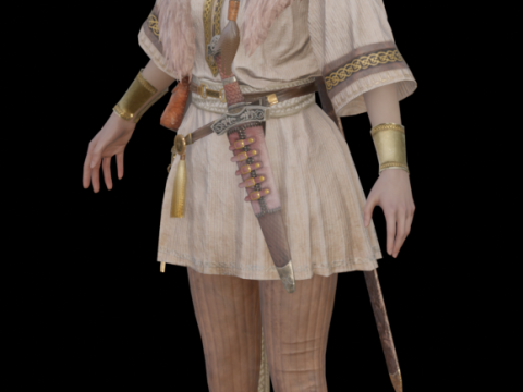 Mittelalterliche Kriegerin 3D Modell