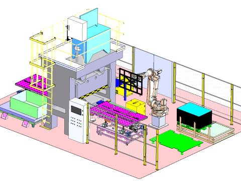 Automatic punching machine loading and unloading SolidWorks 3D 3D Model