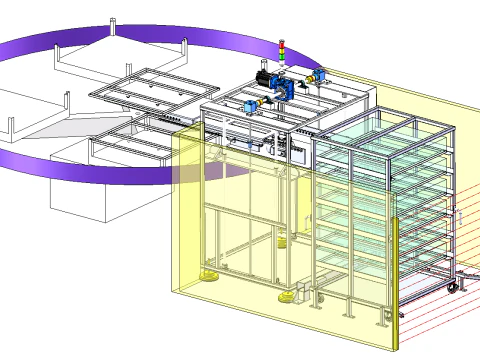 Skema penarikan teleskopik pengangkat otomatis meja putar SolidWorks 3D Model 3D