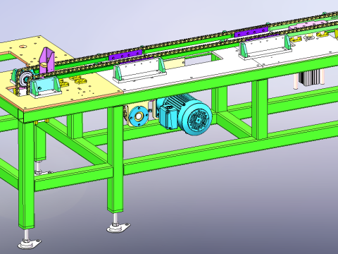 Linie napędu łańcuchowego SolidWorks 3D Model 3D