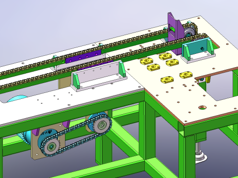 Linie napędu łańcuchowego SolidWorks 3D Model 3D