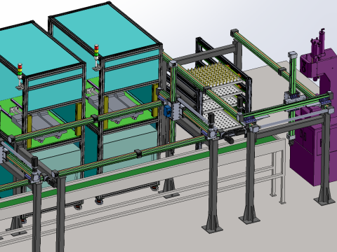 Produktionslinie für Pumpenkörper SolidWorks 3D 3D Modell