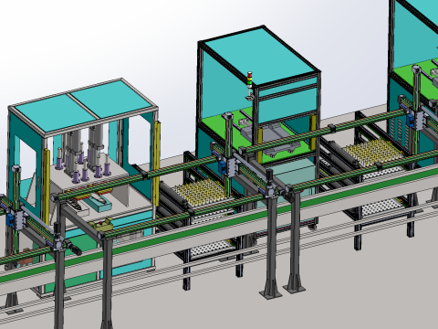 Produktionslinie für Pumpenkörper SolidWorks 3D 3D Modell