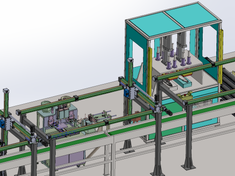 Produktionslinie für Pumpenkörper SolidWorks 3D 3D Modell