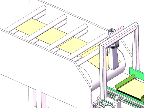 Automatische Faltpapiertüte, die Gummibandausrüstung abdeckt. SolidWorks bearbeitbar. Automatisches Faltpapier 3D Modell