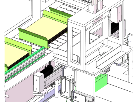 Automatische Faltpapiertüte, die Gummibandausrüstung abdeckt. SolidWorks bearbeitbar. Automatisches Faltpapier 3D Modell