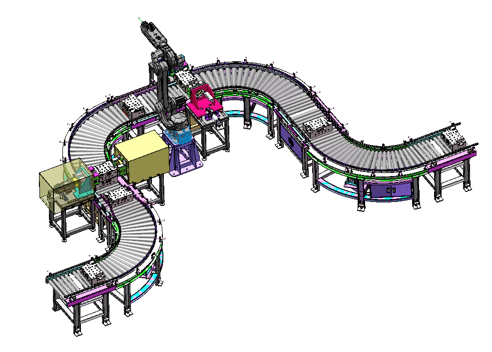 Fully automatic sand vibrating conveyor line step 3D Model .c4d .max .obj .3ds .fbx .stl .blend 
