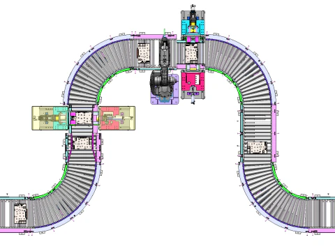Fully automatic sand vibrating conveyor line step 3D Model